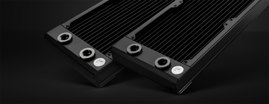 all-black thin 30mm pc watercooling radiator S360 EK-Quantum Surface