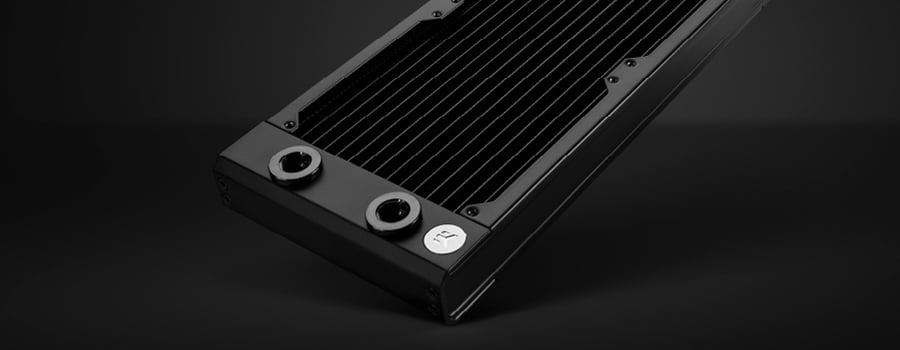 all-black thin 30mm pc watercooling radiator S360 EK-Quantum Surface